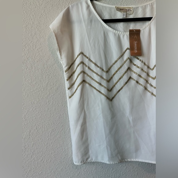 NEW Francesca's Collections White and Gray Boxy Crop Blouse Size L - Picture 5 of 6